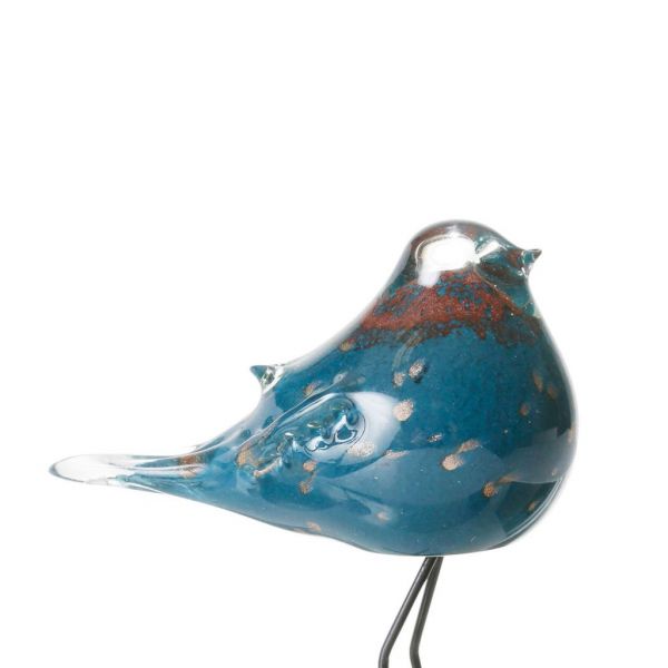 Птица ПРЕДМЕТЫ ИНТЕРЬЕРА/ДЕКОРативная, DECORATIVE SPARROW SERIN STEEL BLUE 13X8XH15 GLASS ,Cote Table ,Арт.: 36907