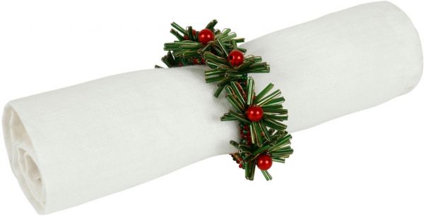 Кольцо для салфетки, Салфетка, NAPKIN RING HOUX GREEN+RED 5X3 METAL+GLASS+PLASTIC ,Cote Table ,Арт.: 37004
