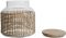 Банка с крышкой, JAR WITH LID CAP NATURAL D15.5XH16.5CM GLASS+CANE ,Cote Table ,Арт.: 37174