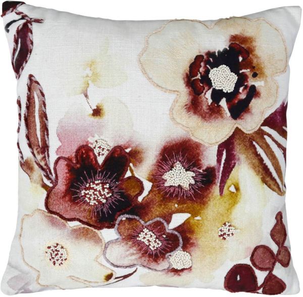 Подушка декоративная, CUSHION COVER ANEMONE WHITE+PLUM+YELL 45X45 100% хлопок ,Cote Table ,Арт.: 37179