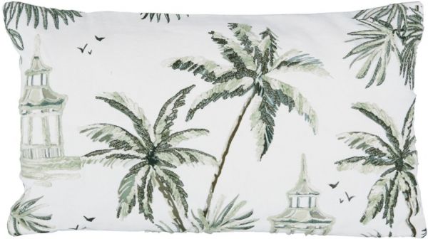 Подушка декоративная, CUSHION COVER PAGODE WHITE+GREEN 50X30 100% хлопок ,Cote Table ,Арт.: 37183