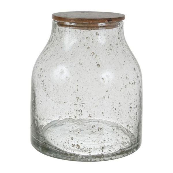 Банка с крышкой, JAR WITH LID MALINE GOLD D19XH21.5CM GLASS+WOOD ,Cote Table ,Арт.: 37196