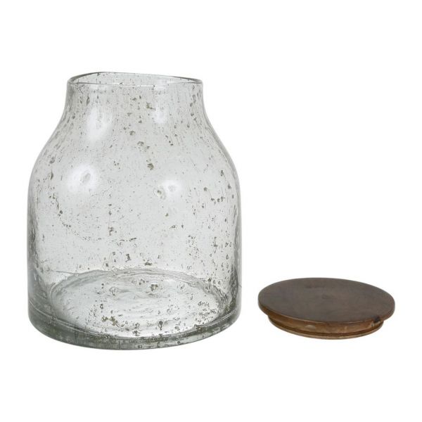 Банка с крышкой, JAR WITH LID MALINE GOLD D19XH21.5CM GLASS+WOOD ,Cote Table ,Арт.: 37196