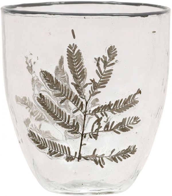 Подсвечник  FEUILLE SILVER GREY D16XH20 GLASS+LEAF ,Cote Table ,Арт.: 37212