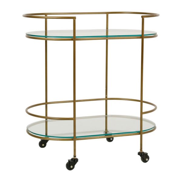 Столик сервировочный на колесиках, TROLLEY LARDECO GOLD 78X48.5XH82CM IRON+GLASS ,Cote Table ,Арт.: 37236