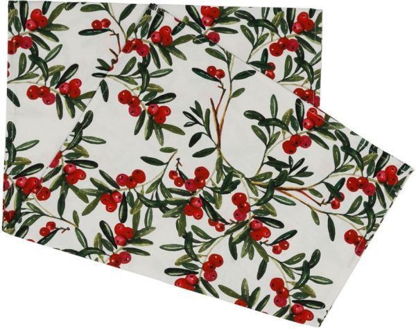 Дорожка на стол - Ранер,TABLE RUNNER AIRELLE RED+GREEN 160X50CM 100% хлопок ,Cote Table ,Арт.: 37273