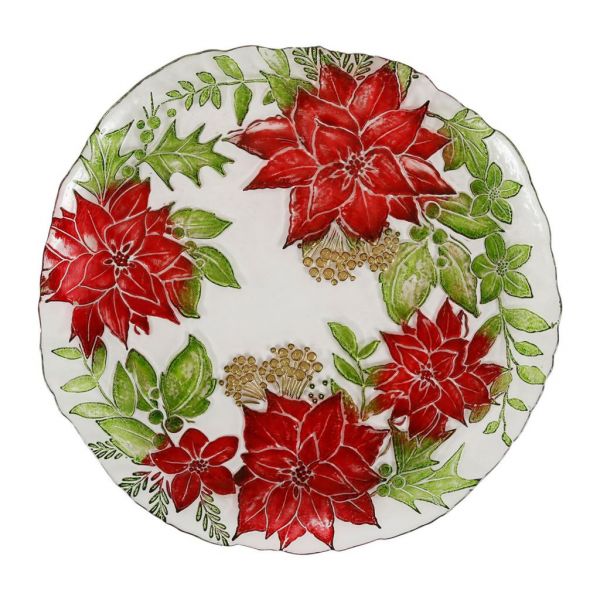 Блюдо ROSE DE NOEL RED+GREEN D32CM GLASS ,Cote Table ,Арт.: 37319