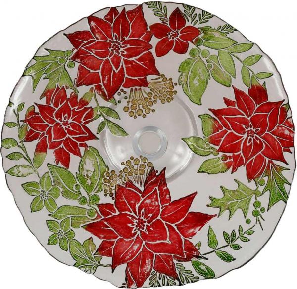 ТОРТНИЦА ROSE-NOEL RED+GREEN D32X11 GLASS ,Cote Table ,Арт.: 37320