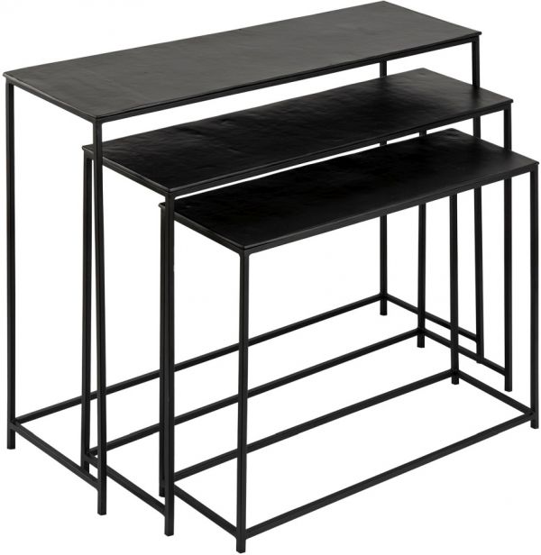 Консоль набор из 3 шт. FELIA BLACK H82/H70/H62 ALUMINIUM+IRON ,Cote Table ,Арт.: 37338