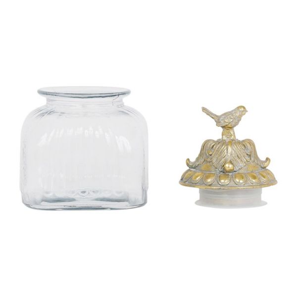 Банка с крышкой, JAR WITH LID OISEAU GOLD D16.5XH25CM GLASS+IRON ,Cote Table ,Арт.: 37404