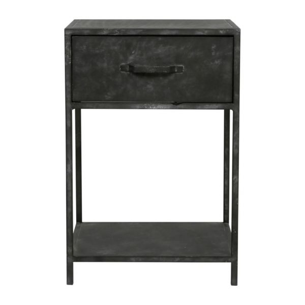 Столик приставной, SIDE TABLE WITH DRAWER METAL BLCK 42X37H63 IRON ,Cote Table ,Арт.: 37415