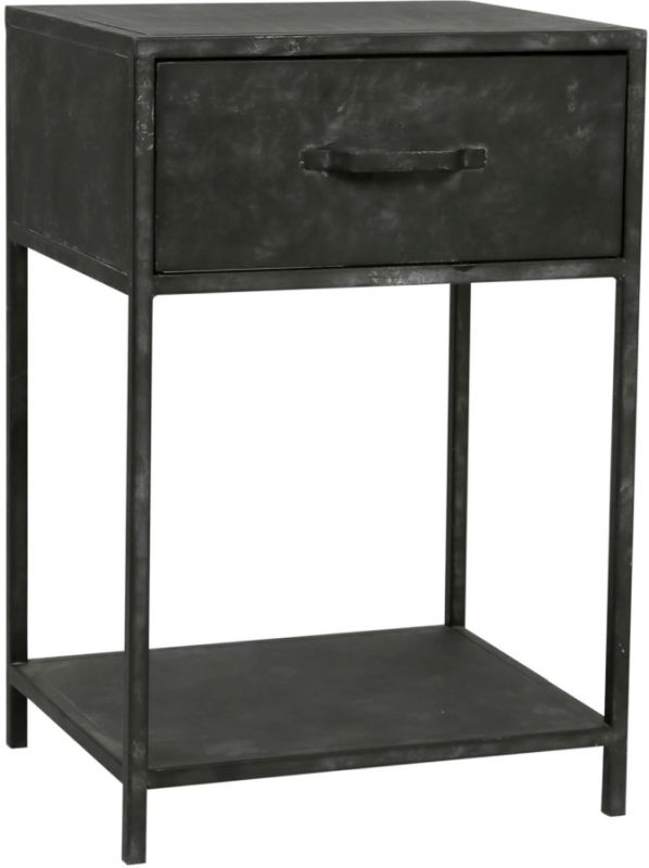 Столик приставной, SIDE TABLE WITH DRAWER METAL BLCK 42X37H63 IRON ,Cote Table ,Арт.: 37415