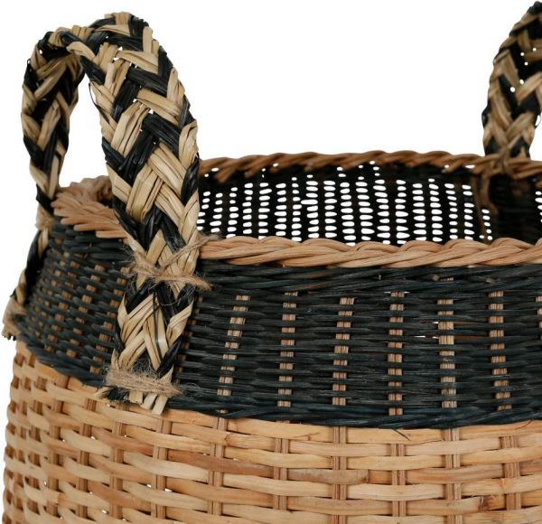 Корзина круглая SUMATRA BLACK+NATURAL D42XH45 RATTAN ,Cote Table ,Арт.: 37458