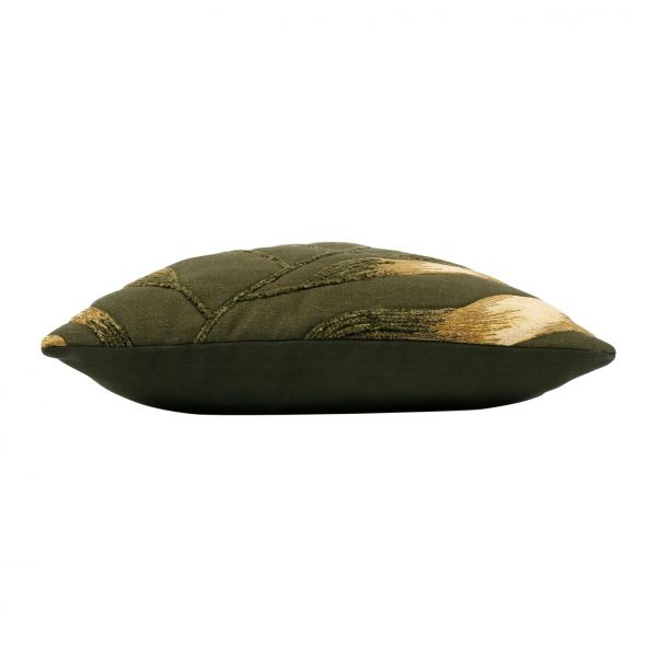 Подушка декоративная 45X45 см., черная с золотыми листьями, Бархат, Cote Table