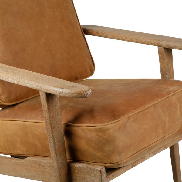 Кресло LAURELI коричневый 71X90XH73 дуб, кожа, Cote Table