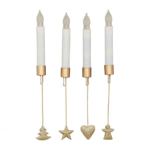 Набор из декоративных свечей с подсветкой LUMDAL белый, золотой H33, Cote Table