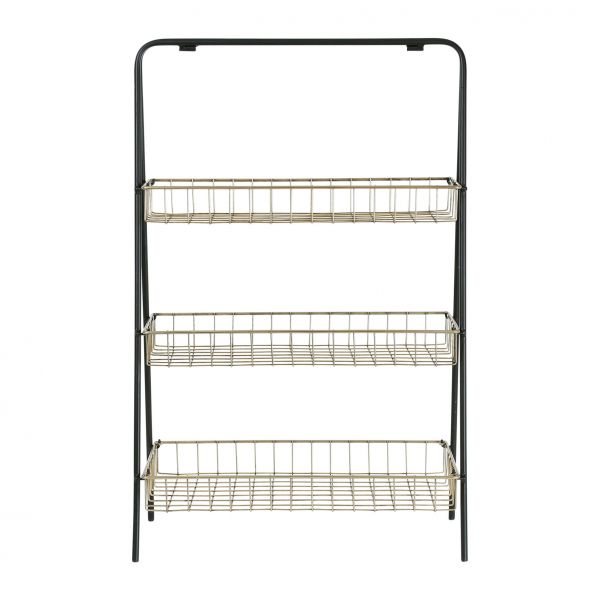 ПОЛКА 3 КОРЗИНЫ ЛЕВИТЕН ЧЕРНЫЙ+ЗОЛОТО 48X26H75 ЖЕЛЕЗ,  арт.: 39545 Cote Table
