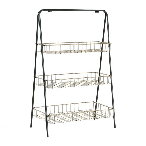 ПОЛКА 3 КОРЗИНЫ ЛЕВИТЕН ЧЕРНЫЙ+ЗОЛОТО 48X26H75 ЖЕЛЕЗ,  арт.: 39545 Cote Table
