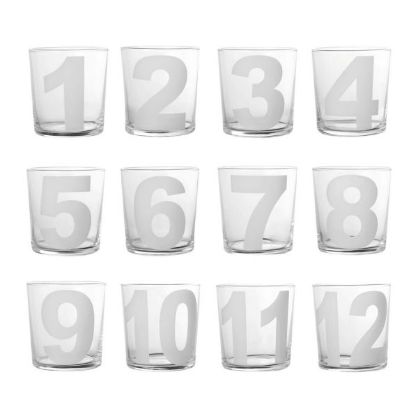 НАБОР СТАКАНОВ 12 ШТ. TUMBLER 12 ASS CHIFFRE WHITE 37 CL GLASS COTE TABLE, АРТИКУЛ 686