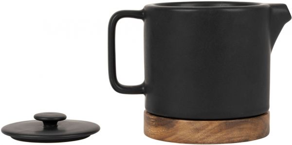 Чайник с ситечком  NORDIKA черный 70CL керамика, акация