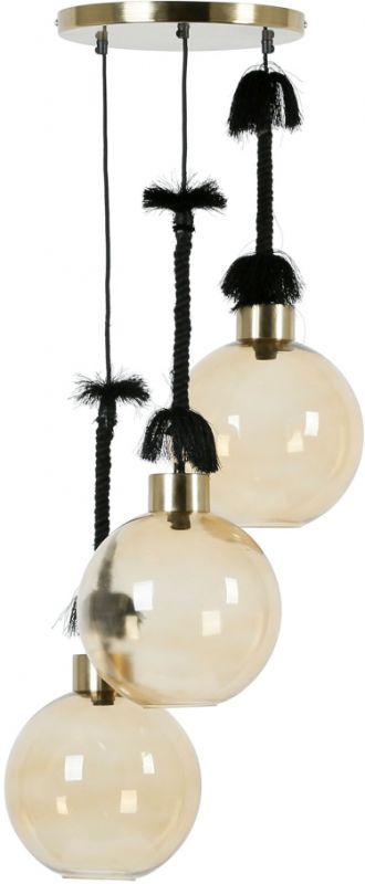 CEILING 3 LAMPS COURBA AMBER D32XH100CM GLASS+IRON