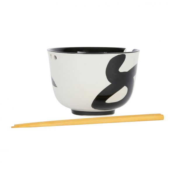 Чаша с китайскими палочками LIGNE черный, белый  D13XH9 керамика, бамбук, Cote Table