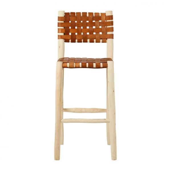 Барный стул CUIR коричневый 41X53XH110 эвкалипт, кожа, Cote Table
