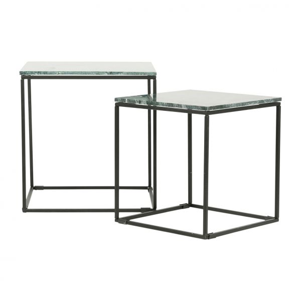 Столики 2 шт ESKELA черный, зеленый H50/42 мрамор, металл, Cote Table