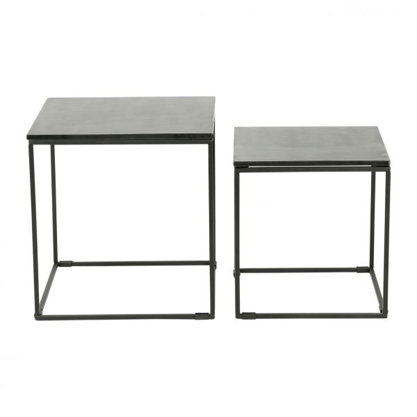 Набор из 2 кофейных столиков CARRE черный 50X50XH50+42X42XH42 металл, Cote Table