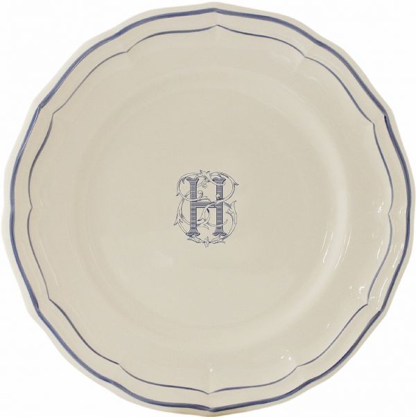 Тарелка обеденная "H", FILET MANGANESE MONOGRAMME, Д 26 cm GIEN