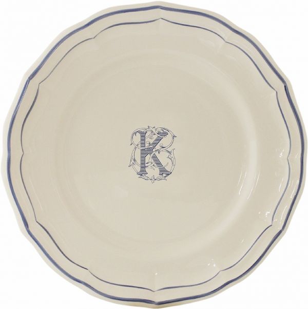 Тарелка обеденная "K", FILET MANGANESE MONOGRAMME, Д 26 cm GIEN