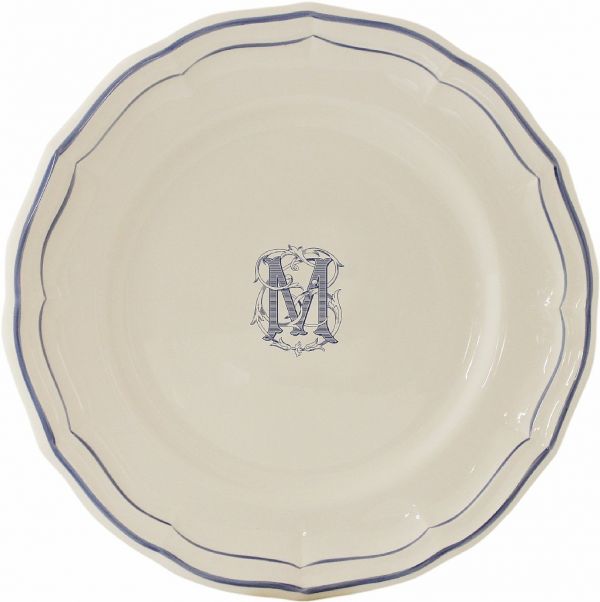 Тарелка обеденная "M", FILET MANGANESE MONOGRAMME, Д 26 cm GIEN