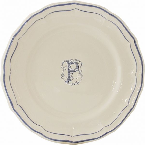 Тарелка для канапе / хлеба"P", FILET MANGANESE MONOGRAMME, Д 16,5 cm GIEN