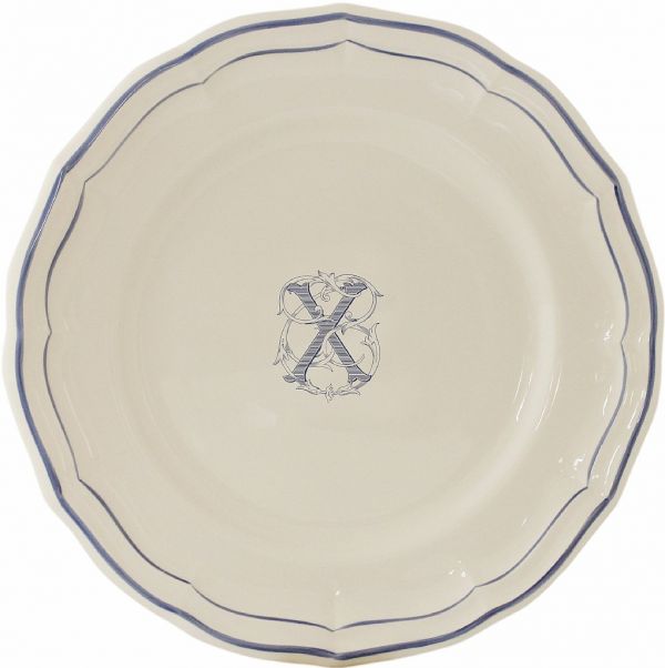 Тарелка для канапе / хлеба"X", FILET MANGANESE MONOGRAMME, Д 16,5 cm GIEN